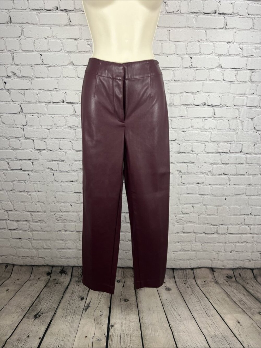 Ann Taylor Purple Faux Leather Pants High Rise Tapered Leg Size 2